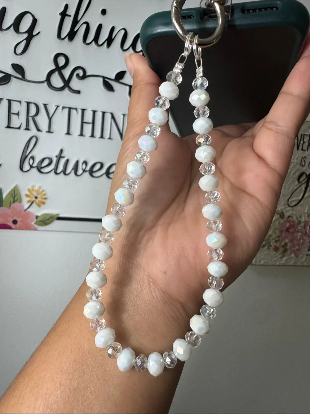 Bling Bling Crystal and White Phone/Key/Bag Chain #P1065